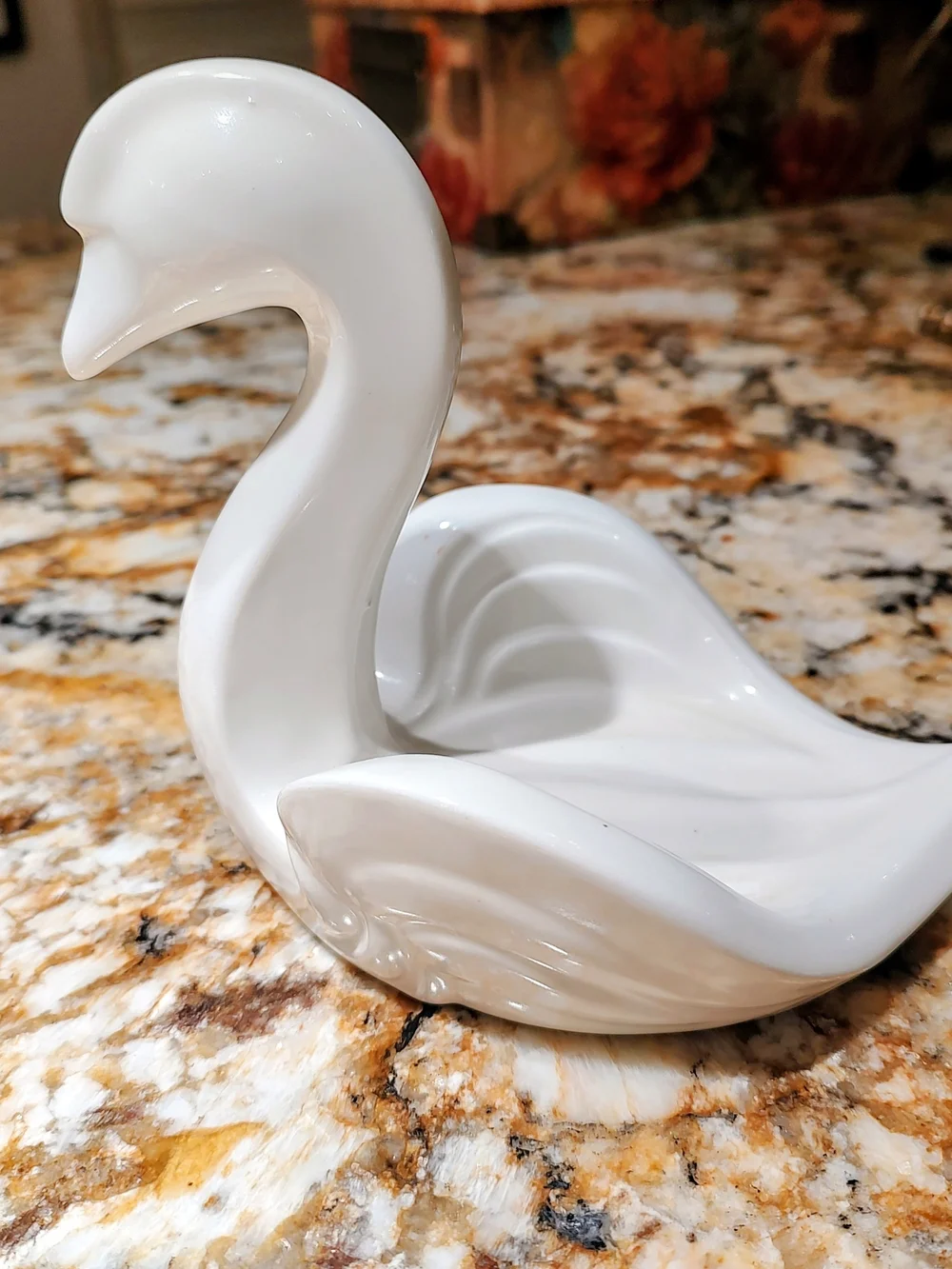 White Ceramic Swan Trinket Dish